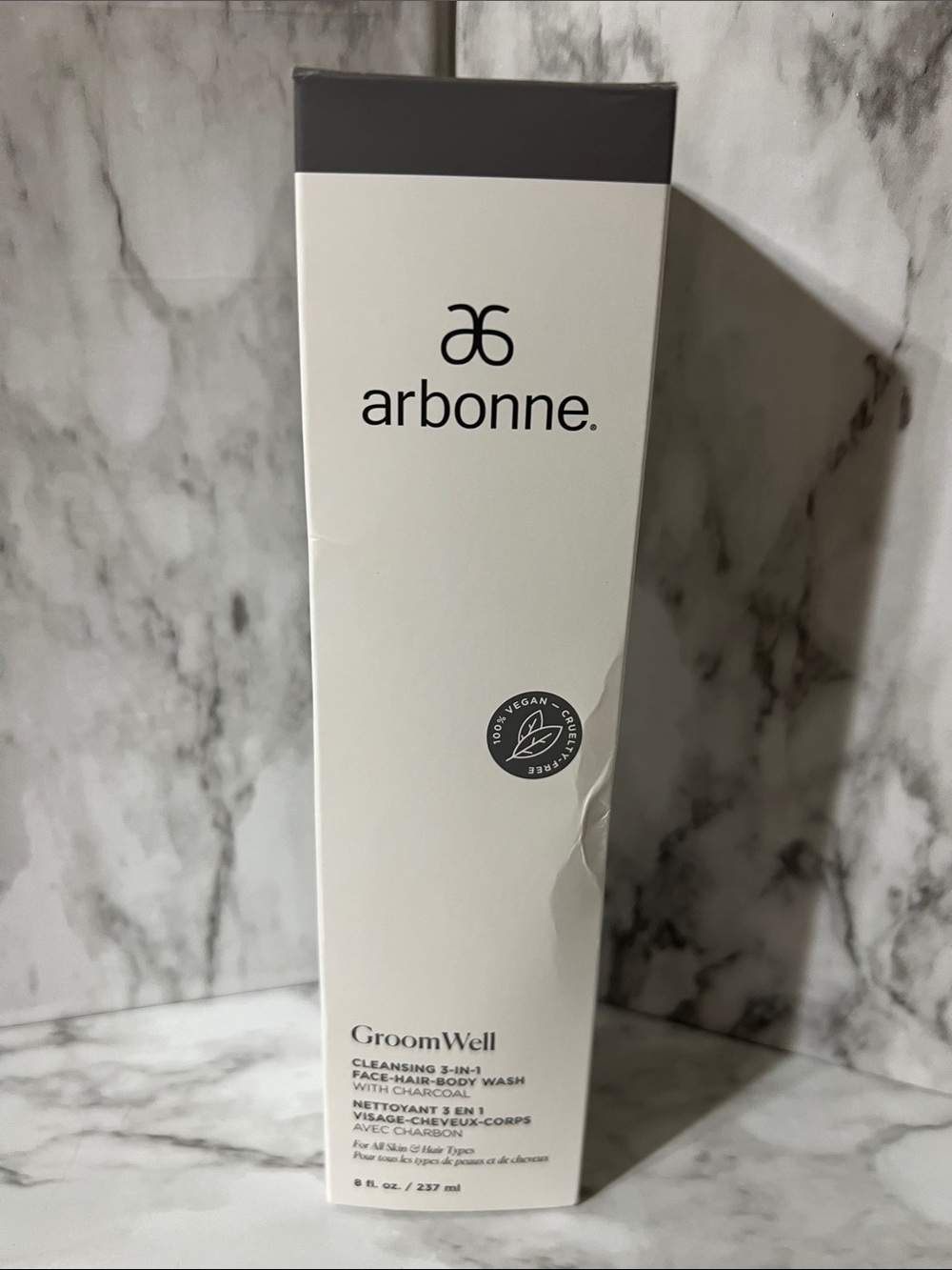 New Arbonne GroomWell Cleansing 3-in-1 Face-Hair-Body Wash 8 oz.